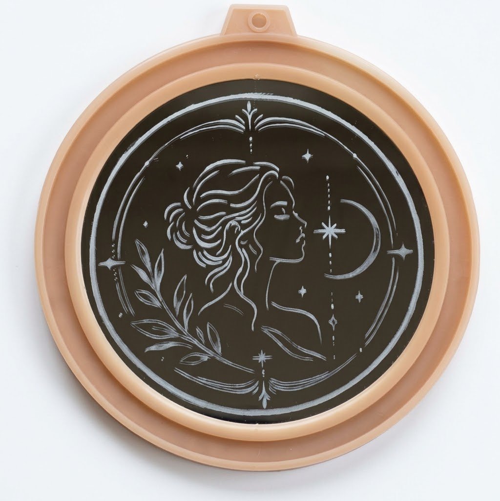 Mujer, Espejo Grabado Artesanal en Cristal
